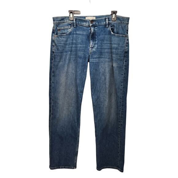 Lafayette 148 Blue Denim Watts Medium Wash Straight Leg Jeans Women's 32